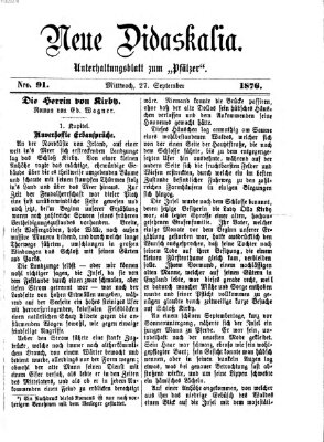 Neue Didaskalia (Pfälzer) Mittwoch 27. September 1876