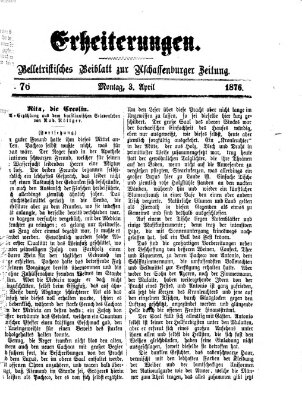 Erheiterungen (Aschaffenburger Zeitung) Montag 3. April 1876