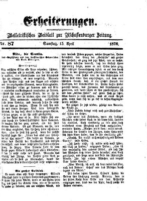 Erheiterungen (Aschaffenburger Zeitung) Samstag 15. April 1876