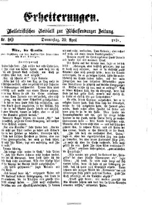 Erheiterungen (Aschaffenburger Zeitung) Donnerstag 20. April 1876