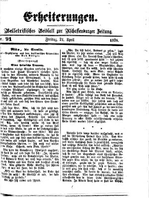 Erheiterungen (Aschaffenburger Zeitung) Freitag 21. April 1876