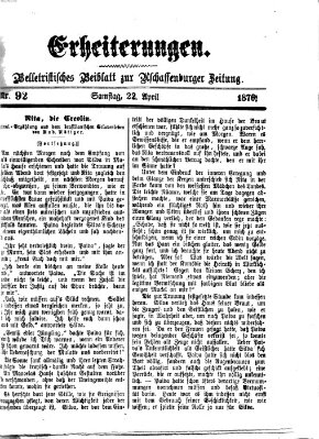 Erheiterungen (Aschaffenburger Zeitung) Samstag 22. April 1876