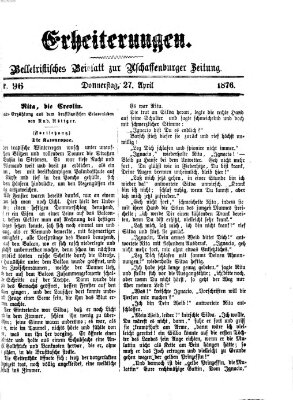 Erheiterungen (Aschaffenburger Zeitung) Donnerstag 27. April 1876