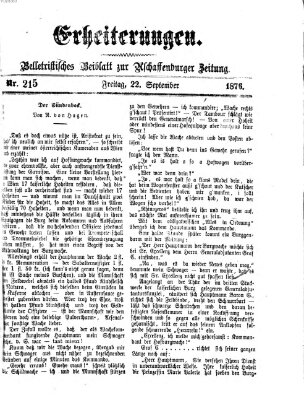 Erheiterungen (Aschaffenburger Zeitung) Freitag 22. September 1876