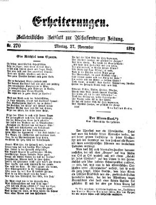 Erheiterungen (Aschaffenburger Zeitung) Montag 27. November 1876