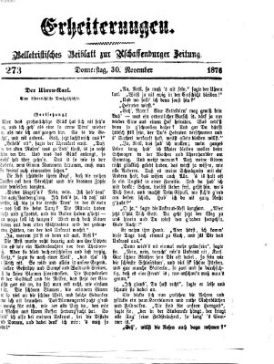 Erheiterungen (Aschaffenburger Zeitung) Donnerstag 30. November 1876