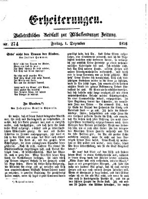 Erheiterungen (Aschaffenburger Zeitung) Freitag 1. Dezember 1876