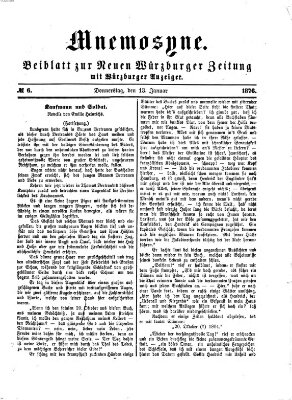 Mnemosyne (Neue Würzburger Zeitung) Donnerstag 13. Januar 1876