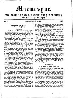 Mnemosyne (Neue Würzburger Zeitung) Samstag 15. Januar 1876