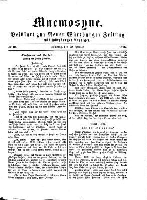 Mnemosyne (Neue Würzburger Zeitung) Samstag 22. Januar 1876