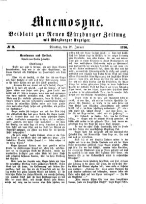 Mnemosyne (Neue Würzburger Zeitung) Dienstag 25. Januar 1876