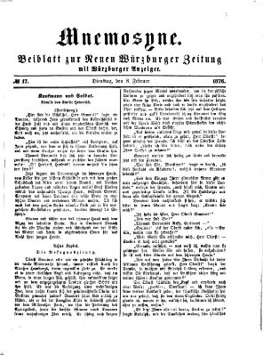 Mnemosyne (Neue Würzburger Zeitung) Dienstag 8. Februar 1876