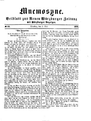 Mnemosyne (Neue Würzburger Zeitung) Dienstag 2. Mai 1876