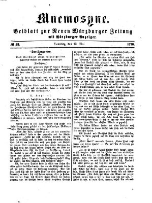 Mnemosyne (Neue Würzburger Zeitung) Samstag 13. Mai 1876