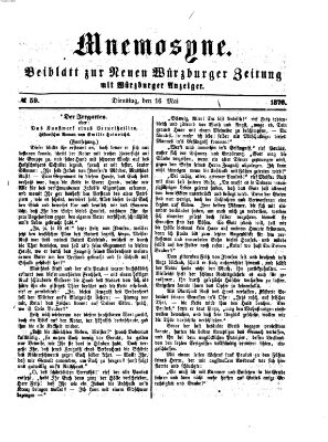 Mnemosyne (Neue Würzburger Zeitung) Dienstag 16. Mai 1876