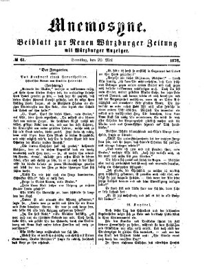 Mnemosyne (Neue Würzburger Zeitung) Samstag 20. Mai 1876