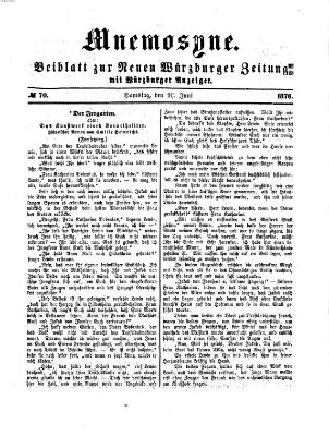 Mnemosyne (Neue Würzburger Zeitung) Samstag 10. Juni 1876