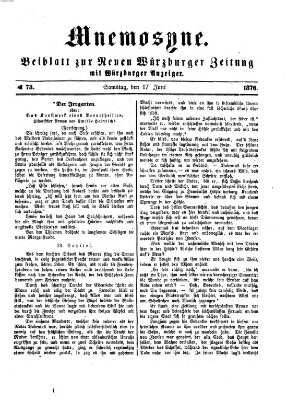 Mnemosyne (Neue Würzburger Zeitung) Samstag 17. Juni 1876