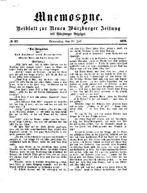 Mnemosyne (Neue Würzburger Zeitung) Donnerstag 20. Juli 1876