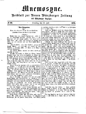 Mnemosyne (Neue Würzburger Zeitung) Samstag 22. Juli 1876