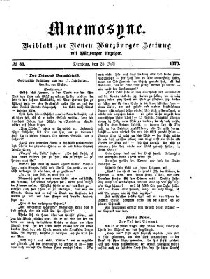 Mnemosyne (Neue Würzburger Zeitung) Dienstag 25. Juli 1876