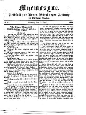 Mnemosyne (Neue Würzburger Zeitung) Samstag 12. August 1876