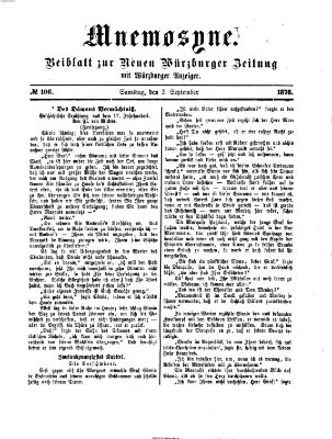 Mnemosyne (Neue Würzburger Zeitung) Samstag 2. September 1876