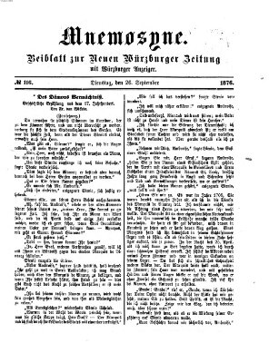 Mnemosyne (Neue Würzburger Zeitung) Dienstag 26. September 1876