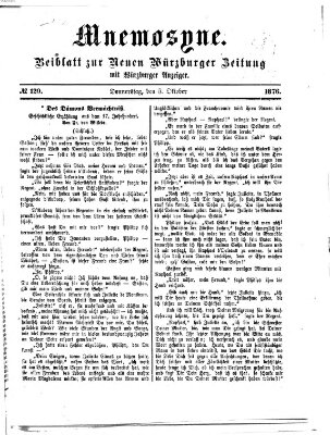 Mnemosyne (Neue Würzburger Zeitung) Donnerstag 5. Oktober 1876