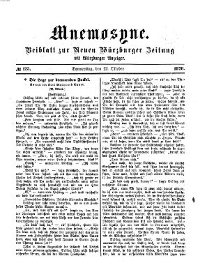 Mnemosyne (Neue Würzburger Zeitung) Donnerstag 12. Oktober 1876