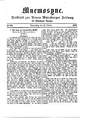 Mnemosyne (Neue Würzburger Zeitung) Donnerstag 19. Oktober 1876