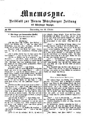 Mnemosyne (Neue Würzburger Zeitung) Donnerstag 26. Oktober 1876