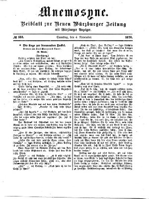 Mnemosyne (Neue Würzburger Zeitung) Samstag 4. November 1876