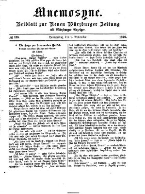 Mnemosyne (Neue Würzburger Zeitung) Donnerstag 9. November 1876