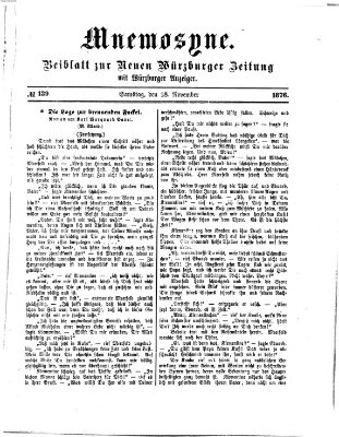 Mnemosyne (Neue Würzburger Zeitung) Samstag 18. November 1876