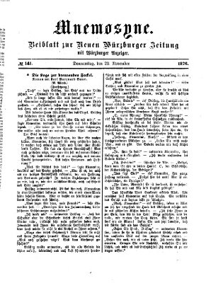 Mnemosyne (Neue Würzburger Zeitung) Donnerstag 23. November 1876