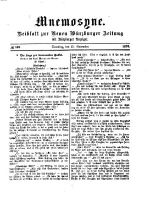 Mnemosyne (Neue Würzburger Zeitung) Samstag 25. November 1876