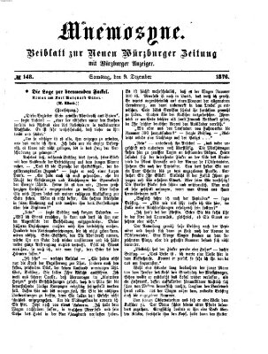 Mnemosyne (Neue Würzburger Zeitung) Samstag 9. Dezember 1876