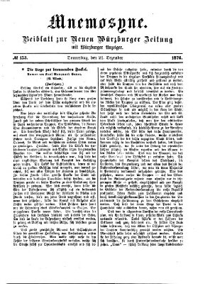 Mnemosyne (Neue Würzburger Zeitung) Donnerstag 21. Dezember 1876