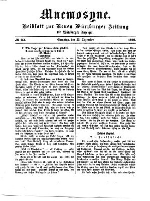 Mnemosyne (Neue Würzburger Zeitung) Samstag 23. Dezember 1876