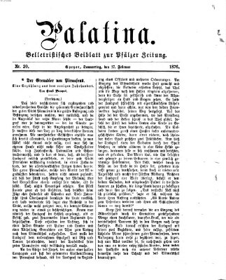 Palatina (Pfälzer Zeitung) Donnerstag 17. Februar 1876