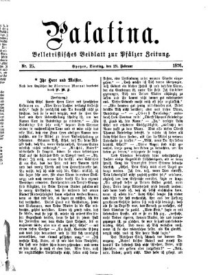 Palatina (Pfälzer Zeitung) Dienstag 29. Februar 1876