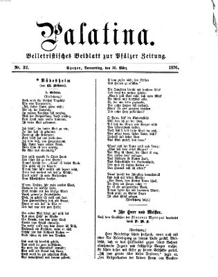 Palatina (Pfälzer Zeitung) Donnerstag 16. März 1876