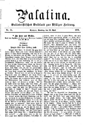 Palatina (Pfälzer Zeitung) Samstag 29. April 1876