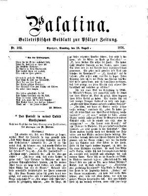 Palatina (Pfälzer Zeitung) Samstag 26. August 1876