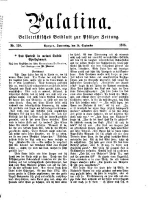 Palatina (Pfälzer Zeitung) Donnerstag 14. September 1876