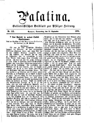 Palatina (Pfälzer Zeitung) Donnerstag 21. September 1876