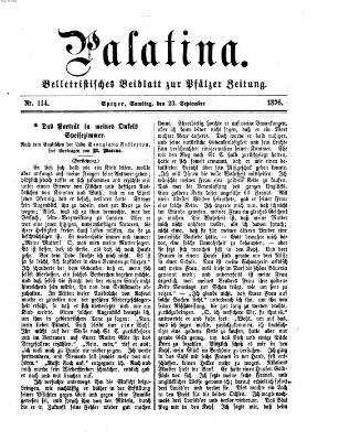 Palatina (Pfälzer Zeitung) Samstag 23. September 1876