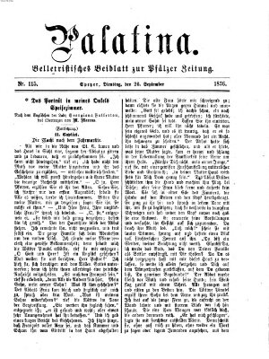 Palatina (Pfälzer Zeitung) Dienstag 26. September 1876