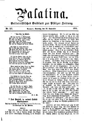 Palatina (Pfälzer Zeitung) Samstag 30. September 1876